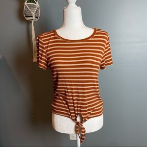 AEO Orange Striped T-shirt • S